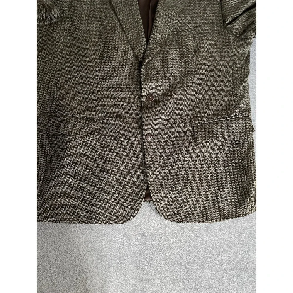 Brooks‎ Brothers 346 Men 46R Brown Herringbone Sport Blazer 100 Lambswool